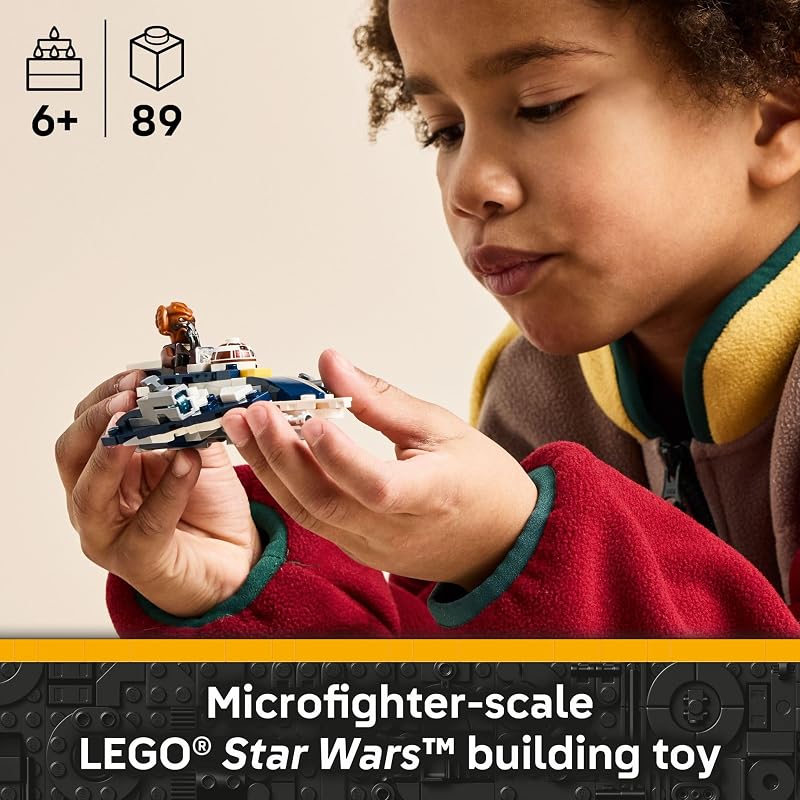 LEGO Star Wars Plo Koons Jedi Starfighter Microfighter Juguete para Niños Juguete de construcción para juego de simulación Juego de las Guerras Clon y decoración de habitación para niños y niñas