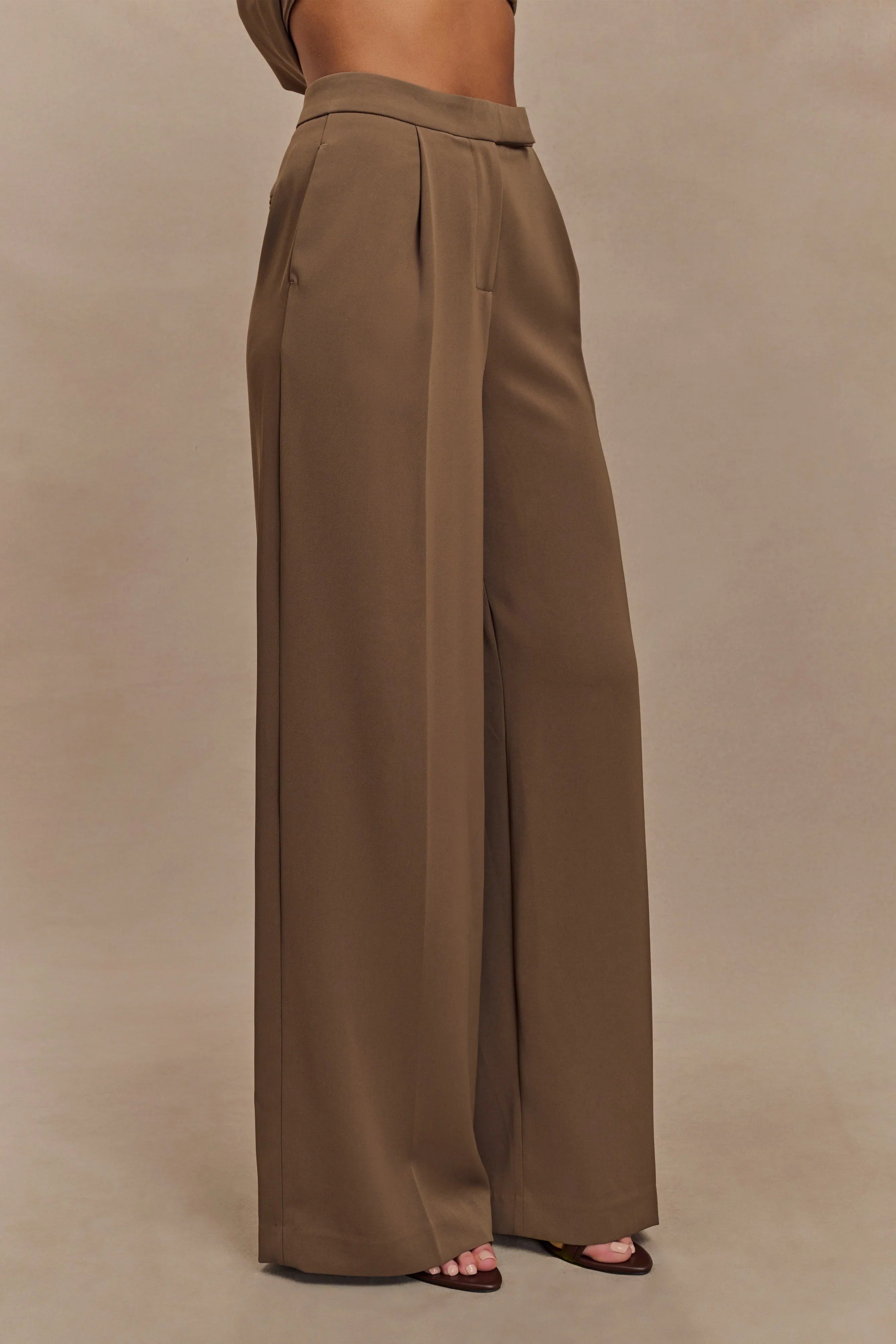 Faith Suiting Wide Leg Pant Cacao Brown