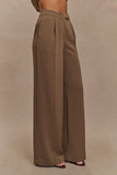 Faith Suiting Wide Leg Pant Cacao Brown