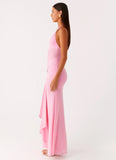 Miyah Halter Hardware Maxi Dress Baby Pink
