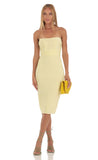Corset Strapless Midi Dress in Yellow