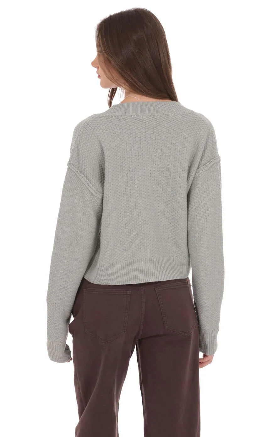 Cable Knit Cardigan in Gray