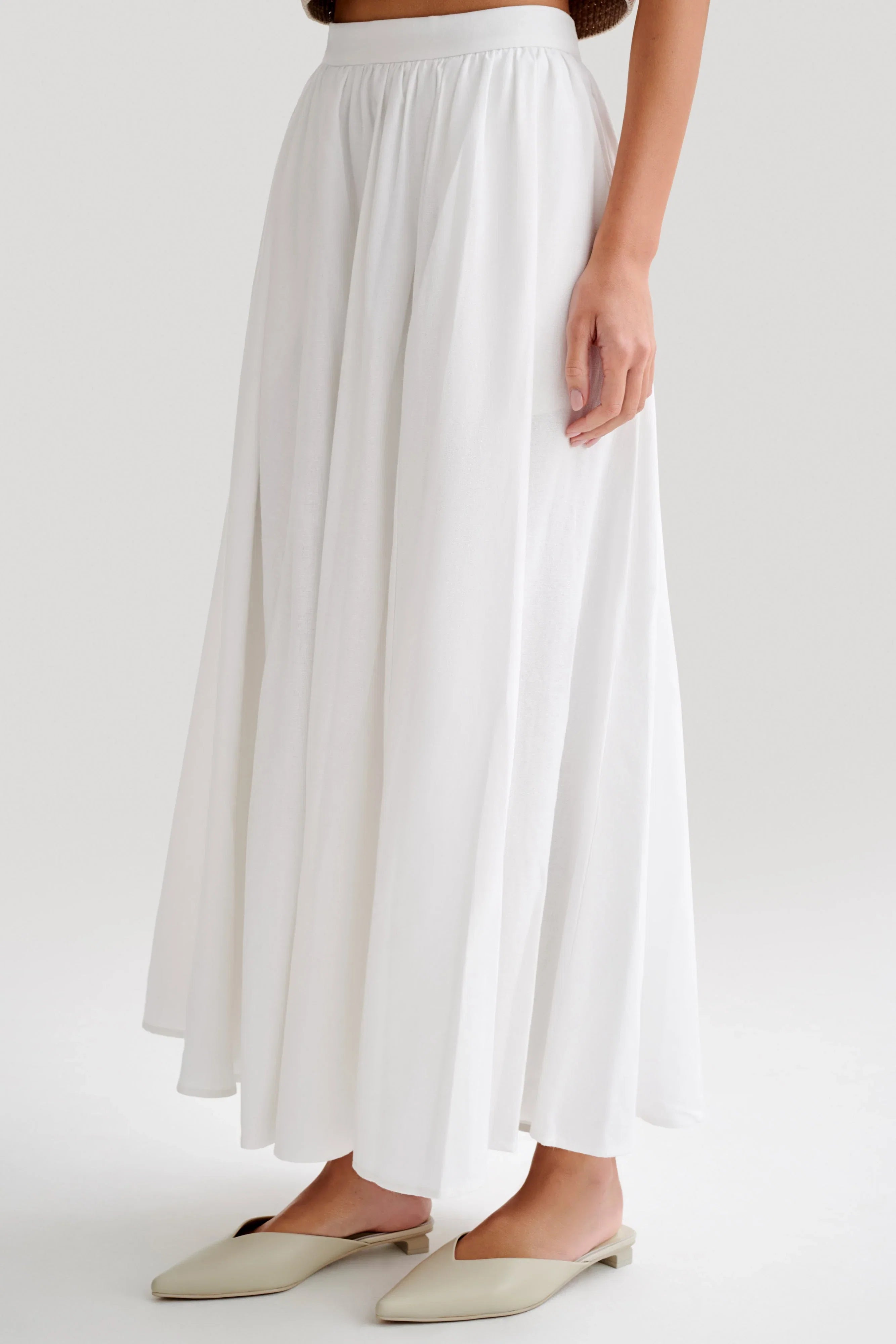 Clarence Linen A Line Maxi Skirt White