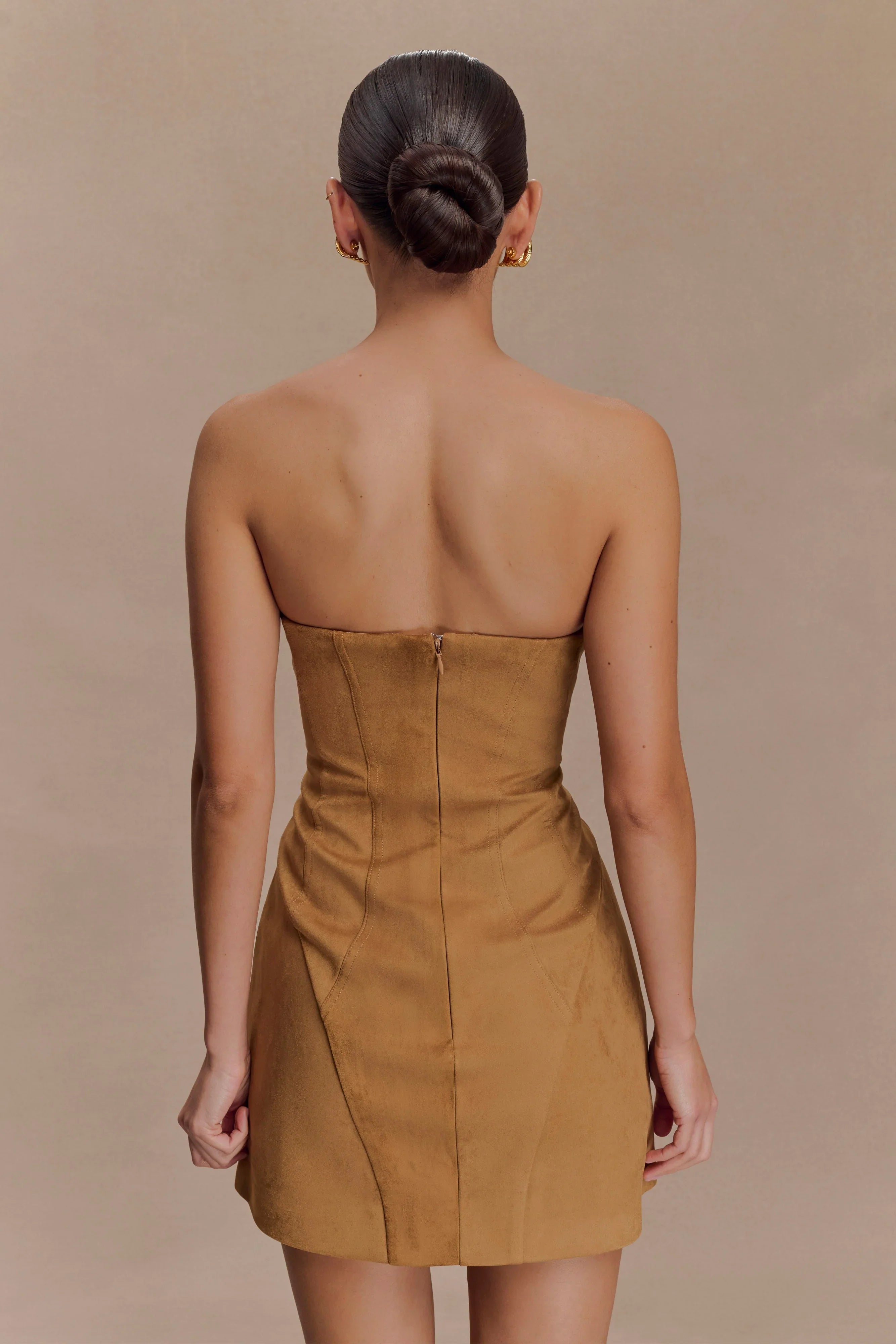 Andy Faux Suede Mini Dress Camel