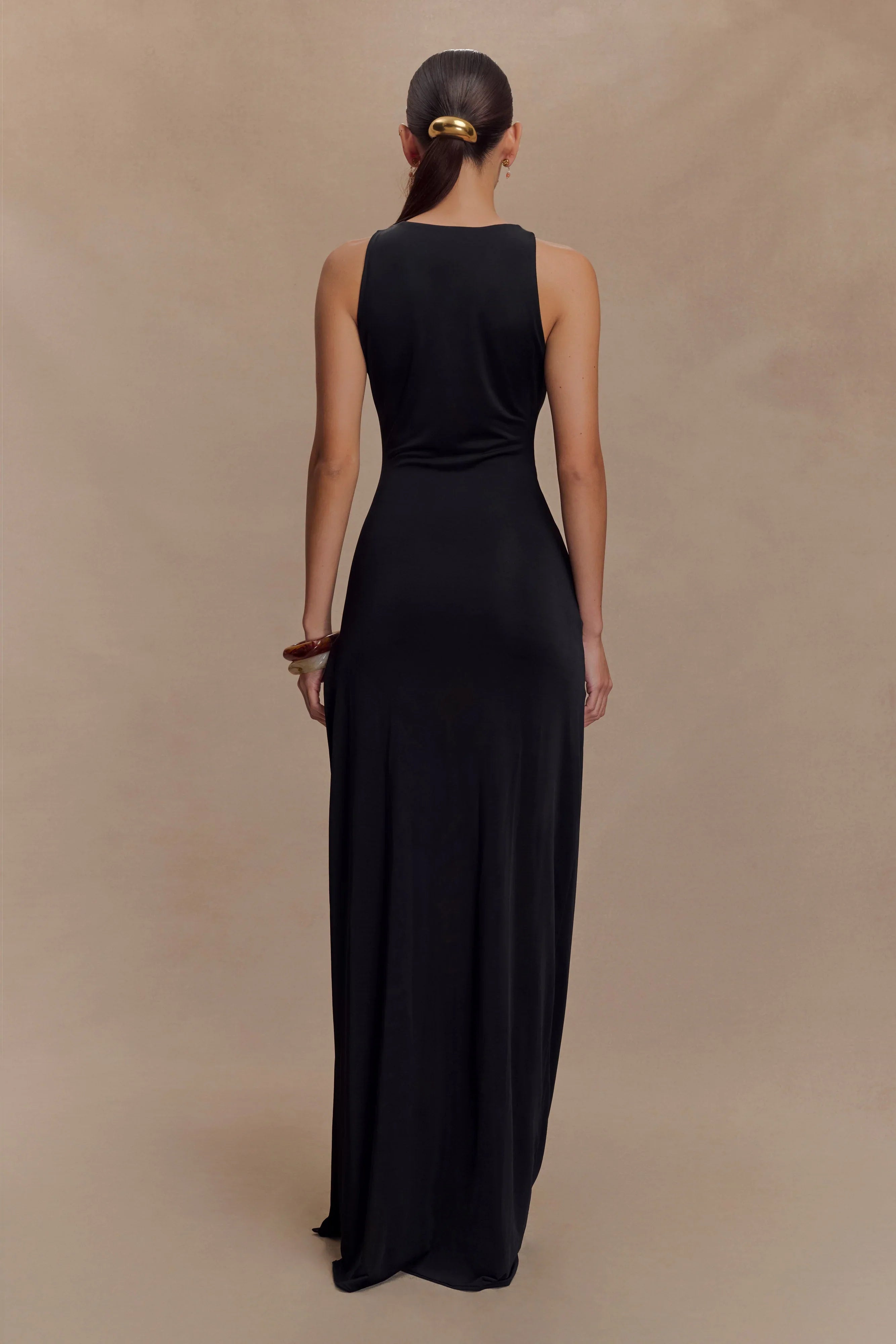 Kaiden Slinky Beaded Maxi Dress Black