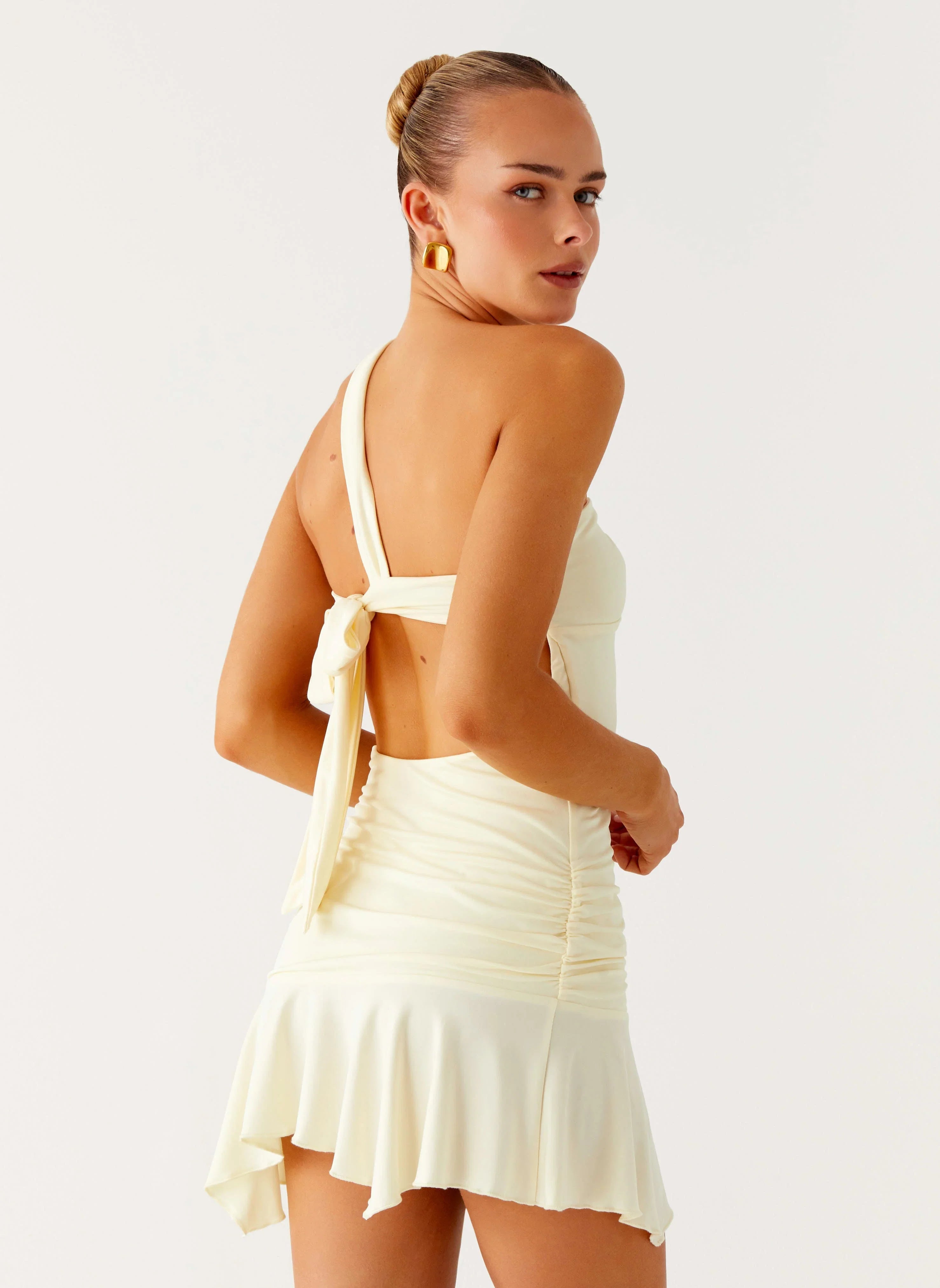 Not Your Fan Cut Out Mini Dress Yellow
