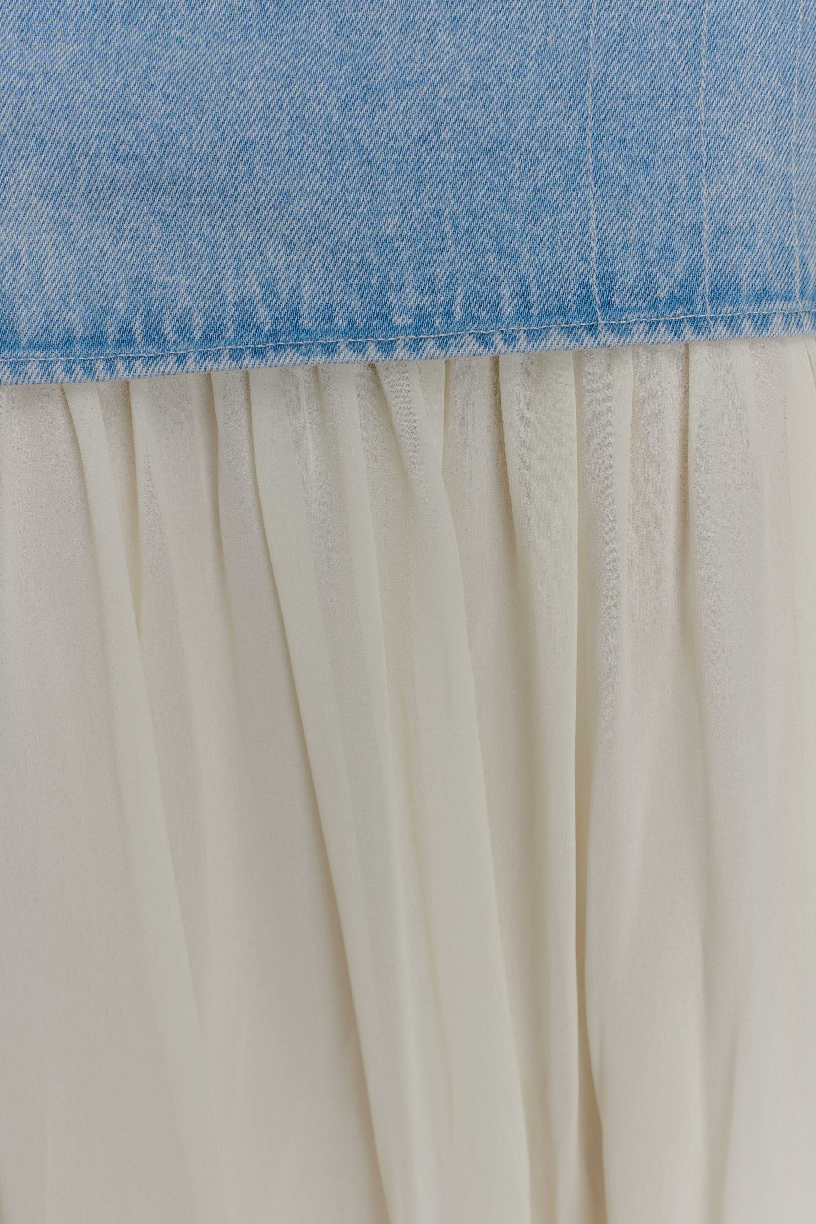 Tully Chiffon Denim Maxi Skirt 80S Blue
