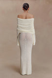 Marisol Off Shoulder Boucle Maxi Dress Ivory