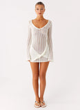 Sorelle Long Sleeve Twist Mini Dress Ivory
