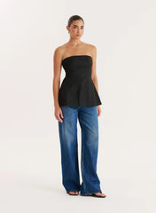 Black Tailored Bandeau Top