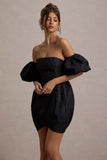 Ramone Black Bardot Mini Dress With Tulip Hem