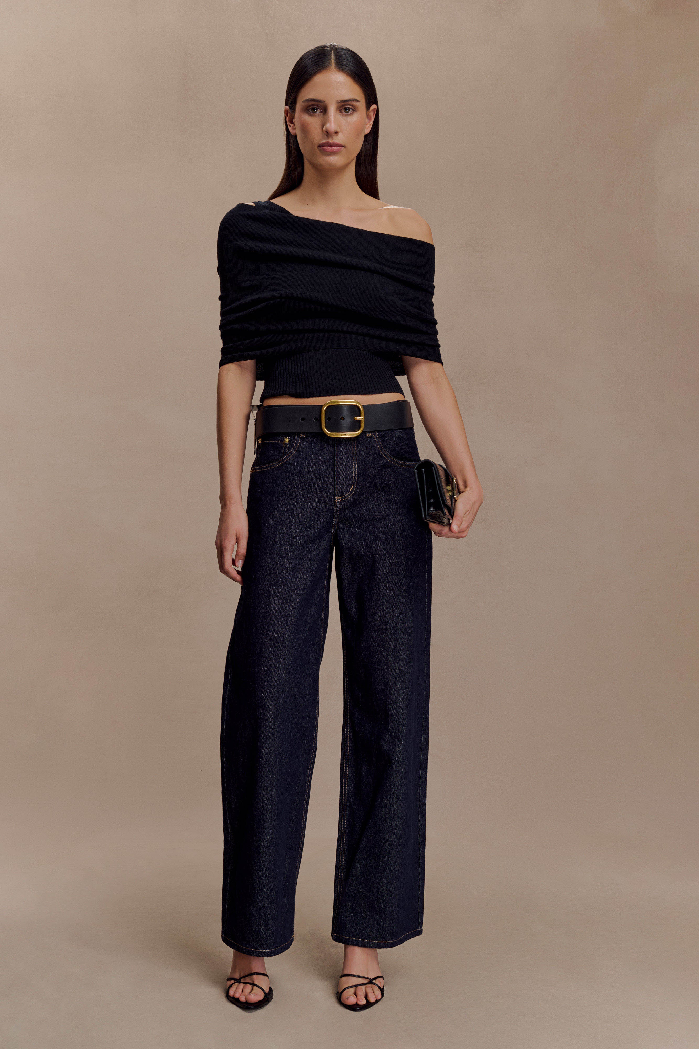 Sierra Asymmetrical Cashmere Blend Knit Top Black