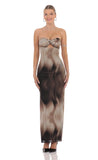 Swirl Mesh Cutout Maxi Dress in Coffee