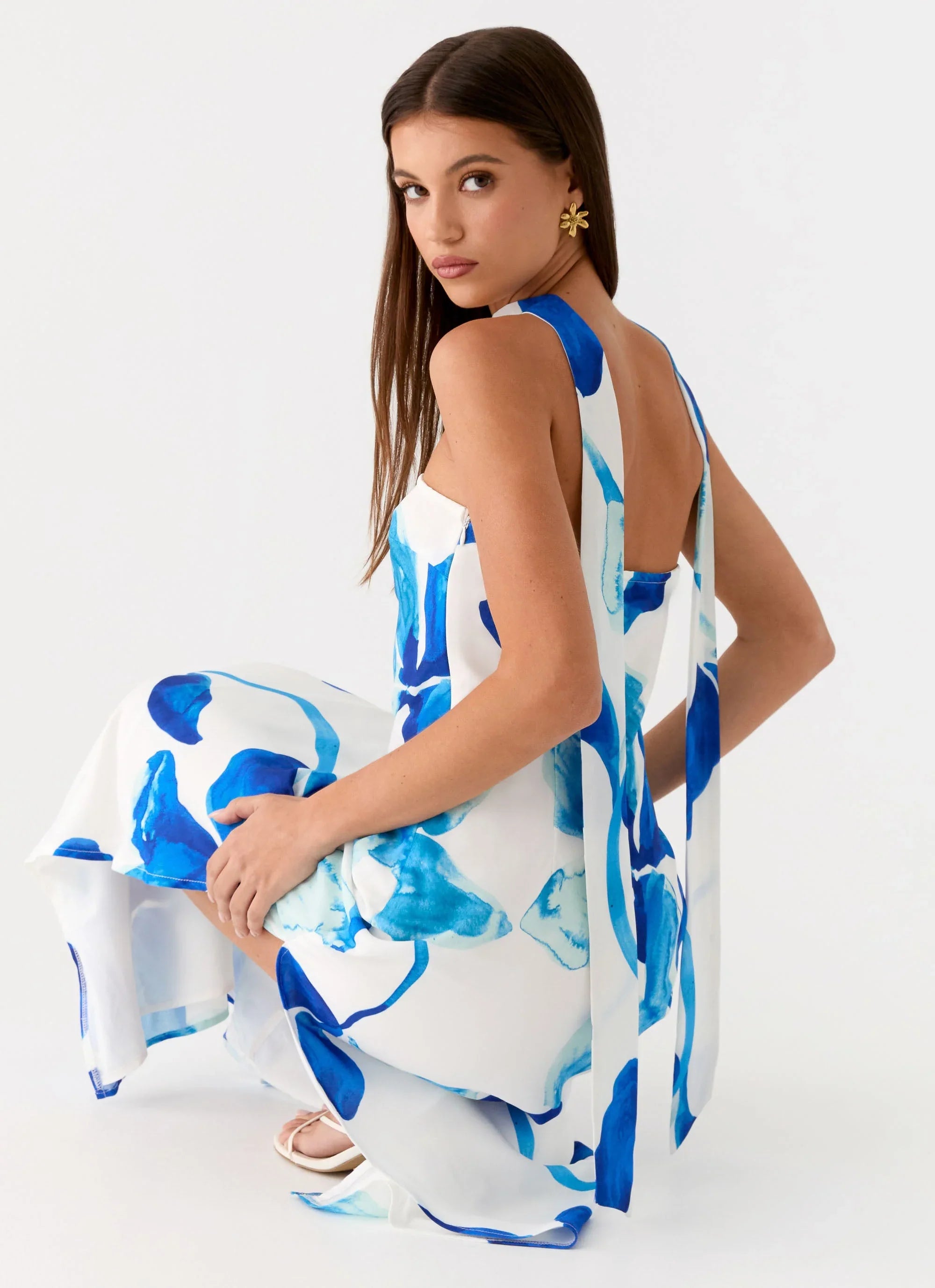 Ashelle Chiffon Maxi Dress Cerulean Bloom