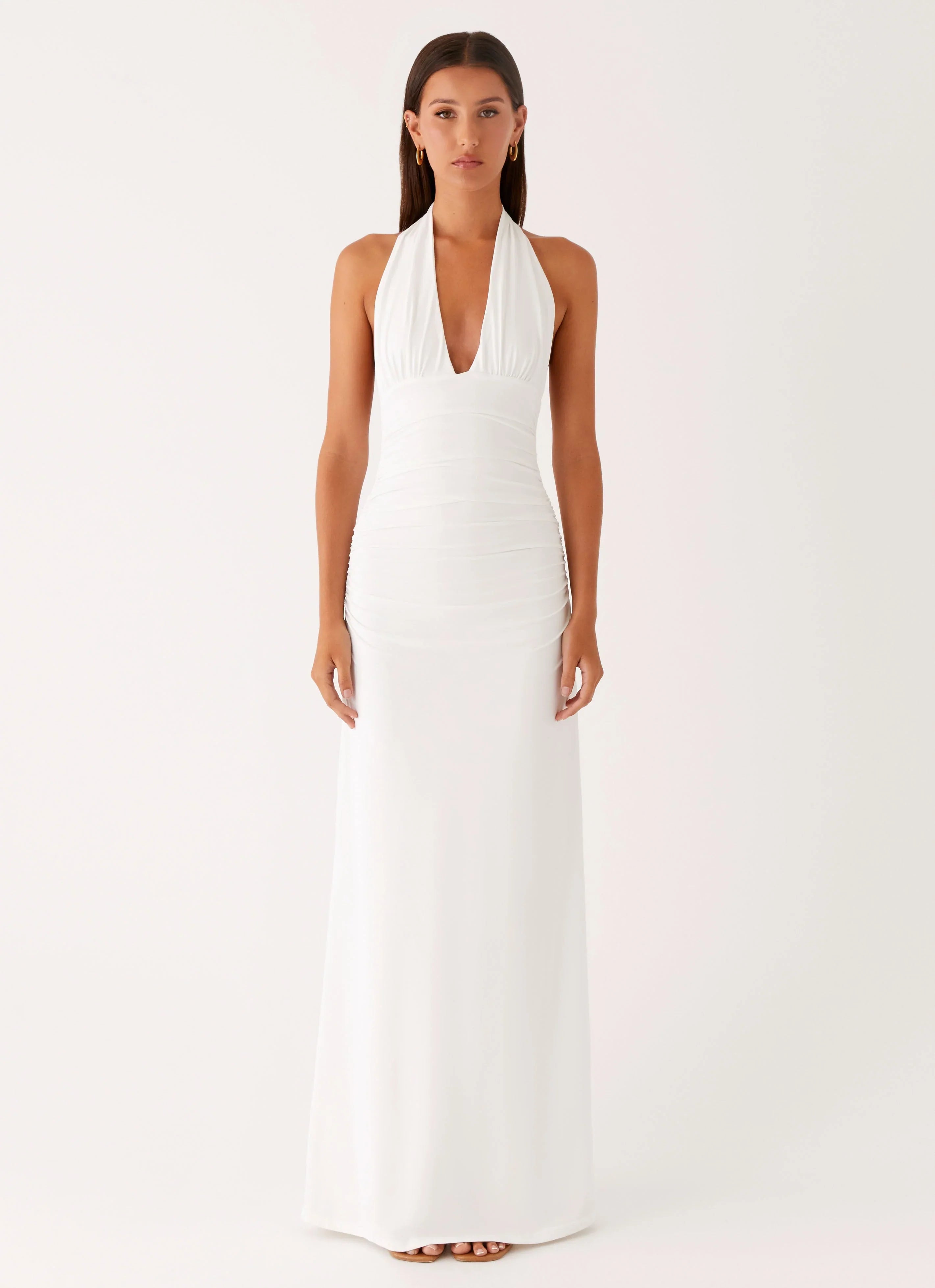 Ilaria Halter Maxi Dress White