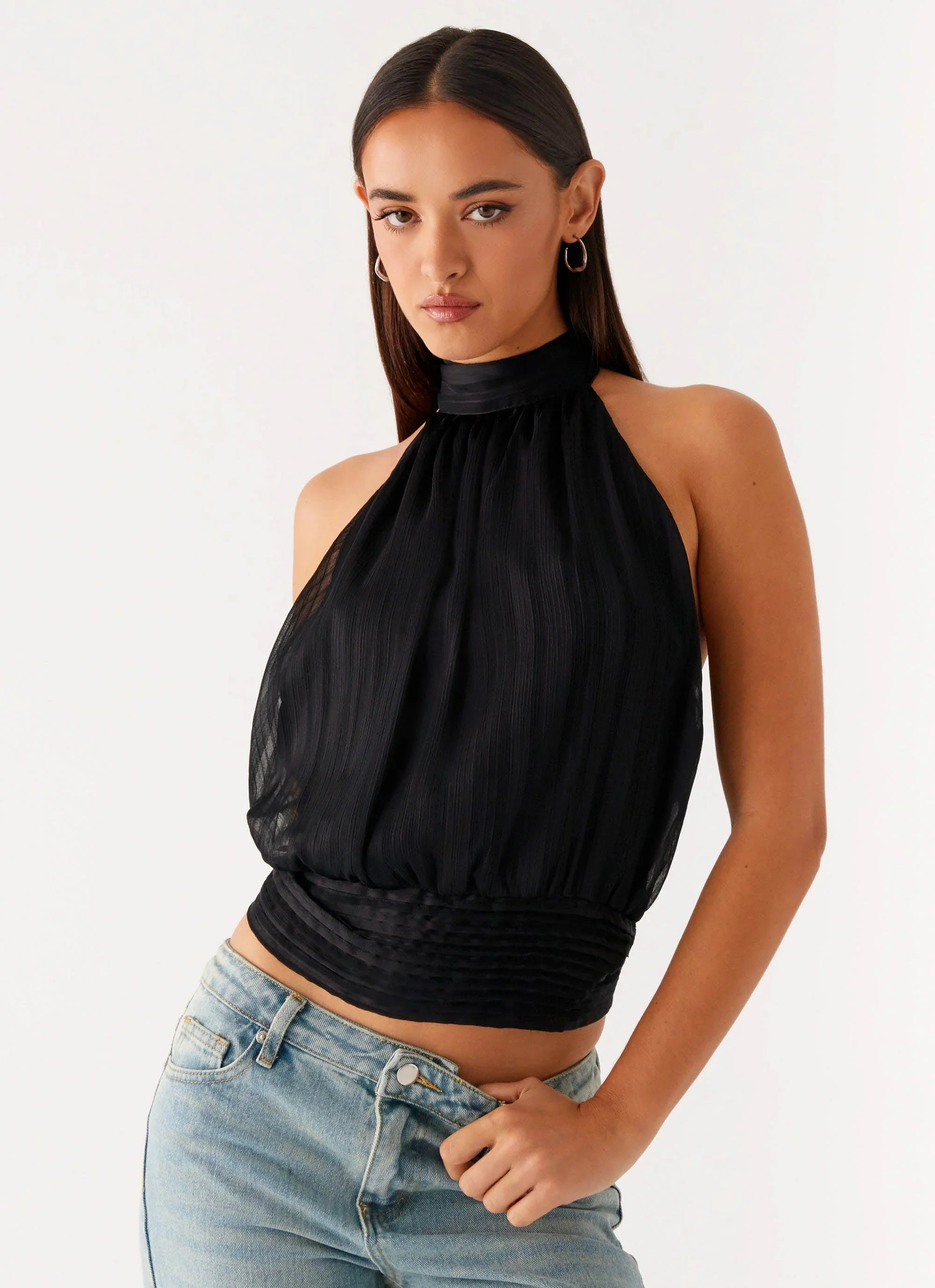 Willow Chiffon Top Black