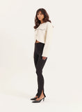 Cream Wool Contrast Pocket Cropped Jacket