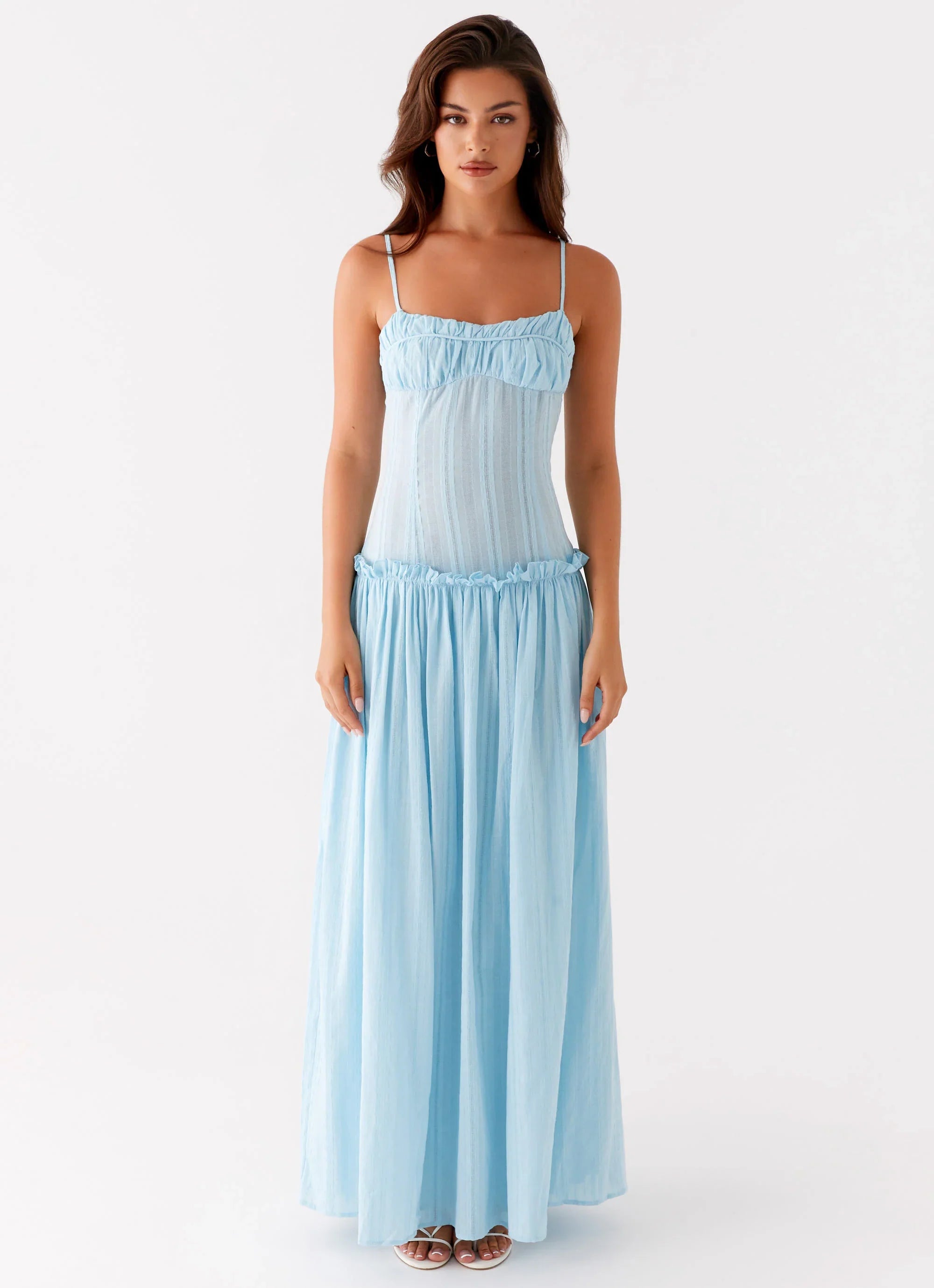 Jacinda Drop Waist Maxi Dress Blue