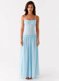 Jacinda Drop Waist Maxi Dress Blue