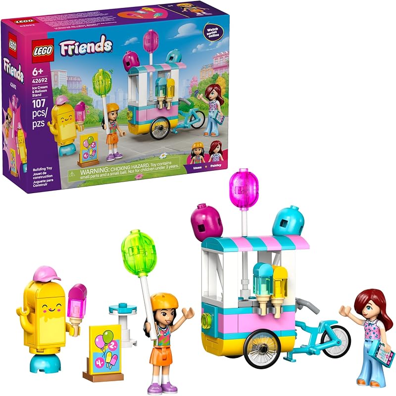 LEGO Friends Ice Cream Balloon Stand Building Toy for Girls Boys Pretend Play Set for Kids Ages 6 W Liann Paisley Minidolls Accessories Gift Idea for Birthdays 42692