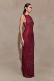 Magnolia Sleeveless Diamante Maxi Dress Wine