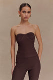 Elodie Strapless Cupped Knit Top Chocolate