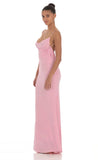 Lace Open Back Maxi Dress in Pink