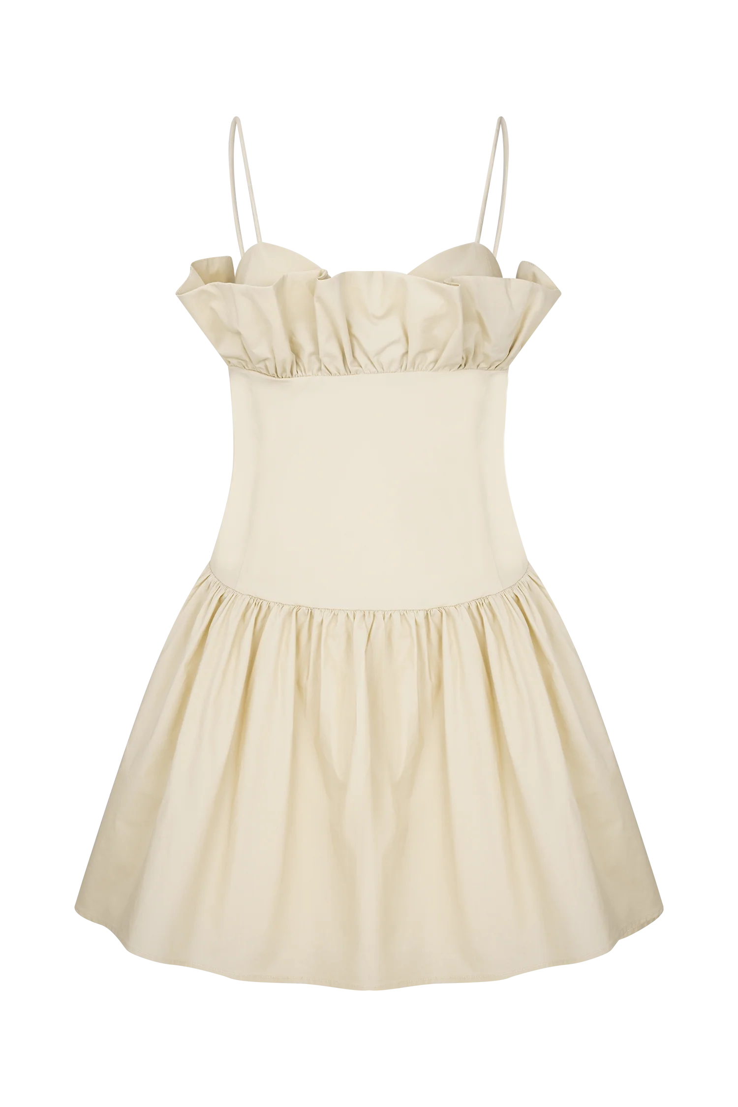 Janis Cotton Frill Mini Dress Nude