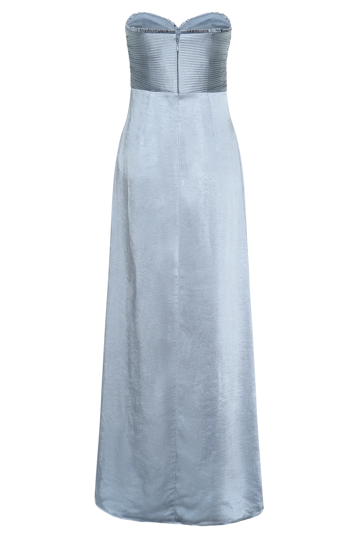 Larissa Satin Maxi Dress With Ruched Petals Frosted Blue