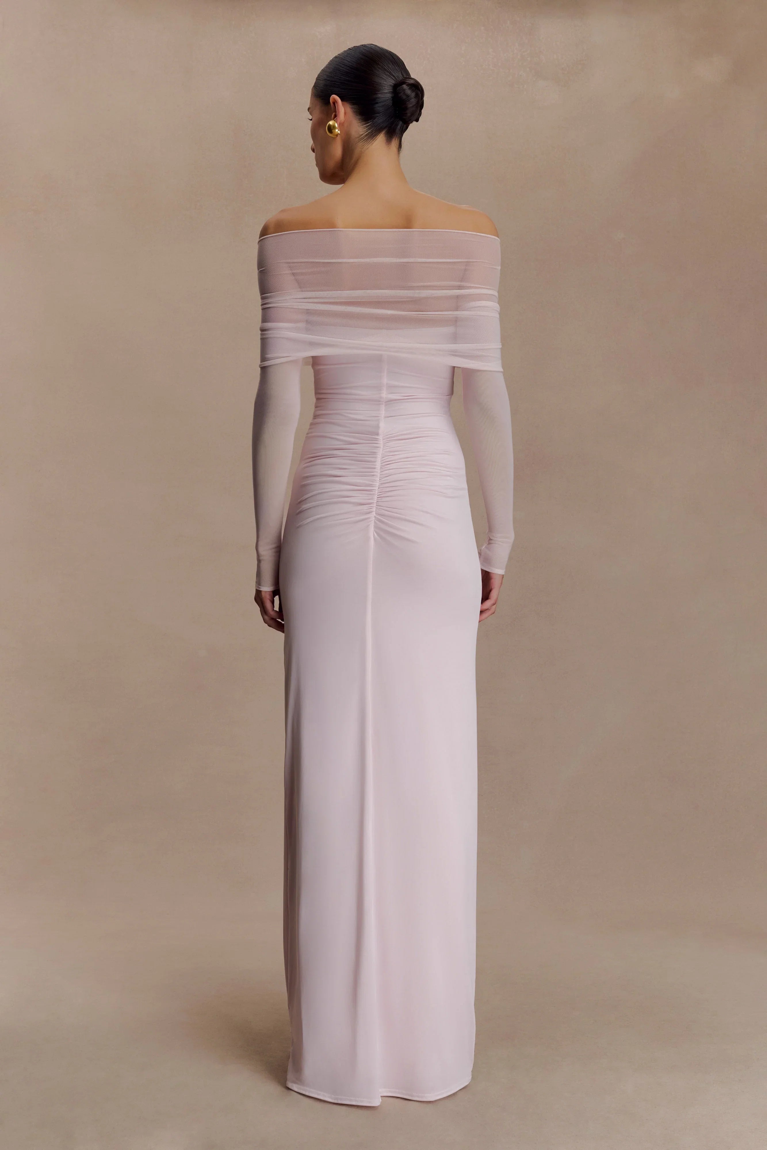 Rafaella Slinky And Mesh Maxi Dress Pale Pink
