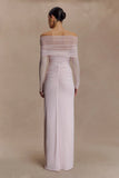 Rafaella Slinky And Mesh Maxi Dress Pale Pink