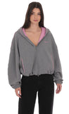 Two Toned Cropped Hoodie in Grey
