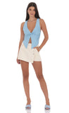 V Neck Twist Top in Sky Blue