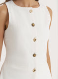 White Contrast Gold Button Tailored Waistcoat