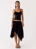 Kia Low Rise Asymmetrical Midi Skirt Black