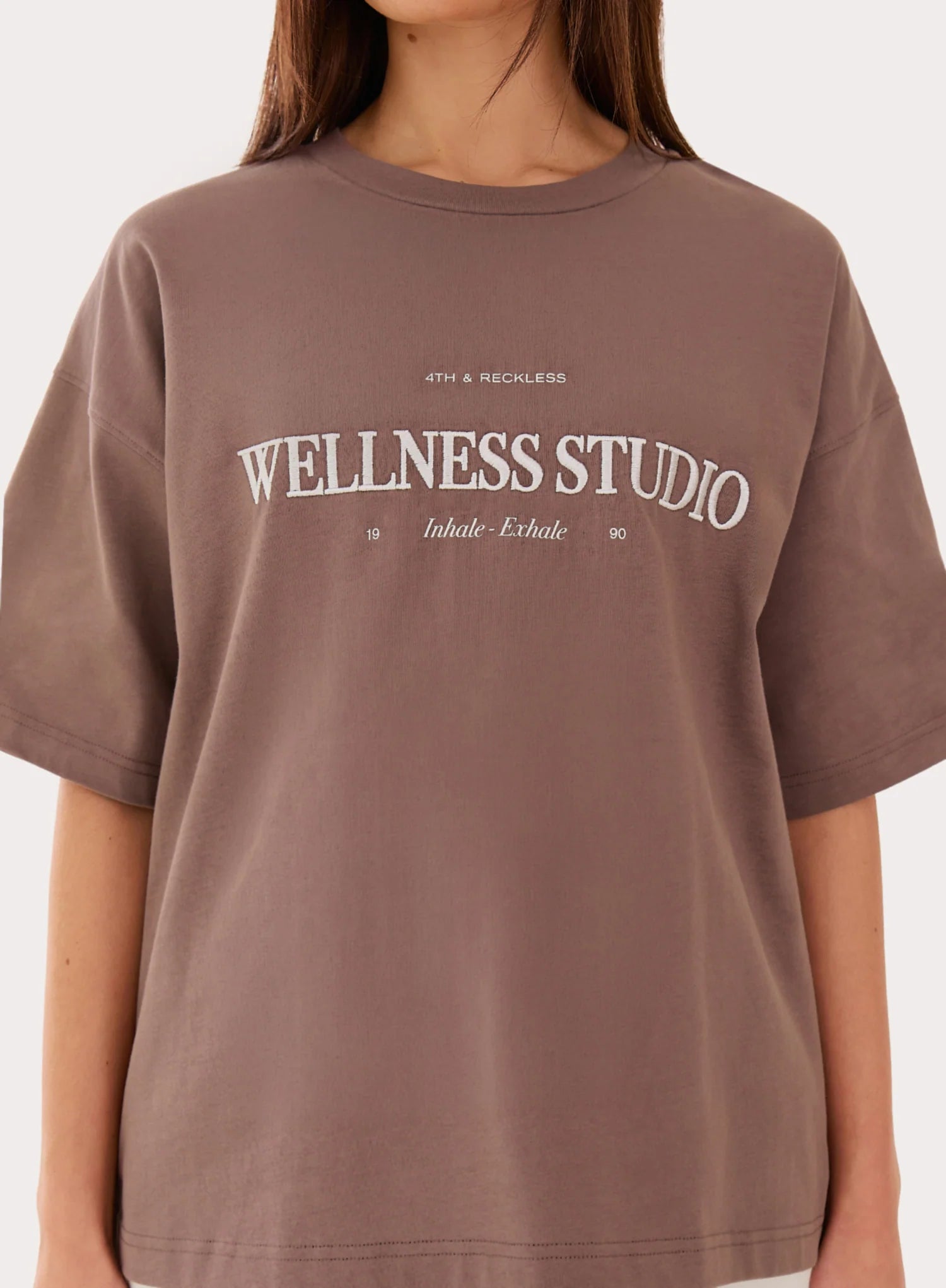 Brown Wellness Slogan Cotton Oversized T Shirt