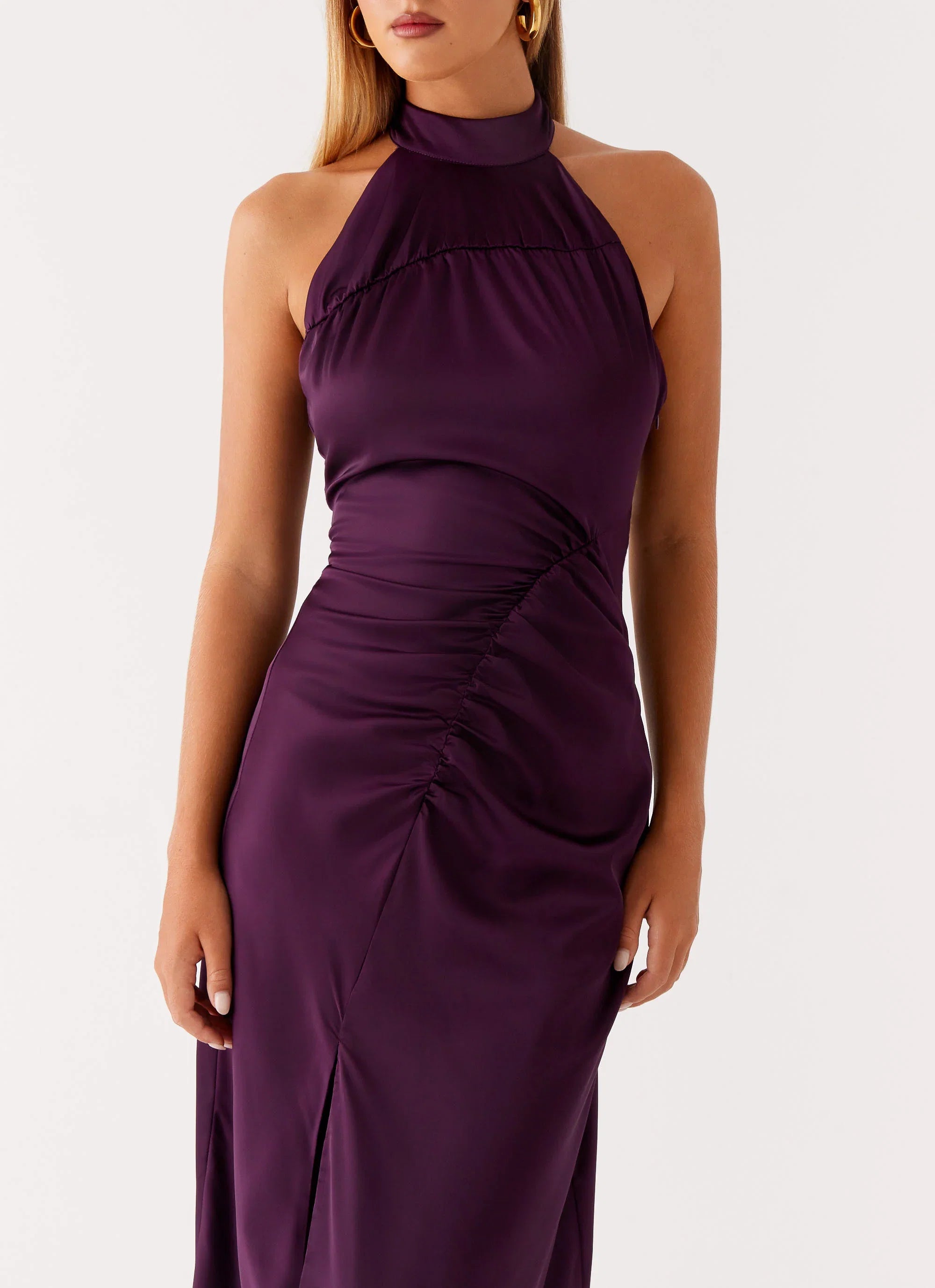 Casta Halterneck Midi Dress Plum