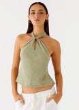 Maddox Scarf Top Sage