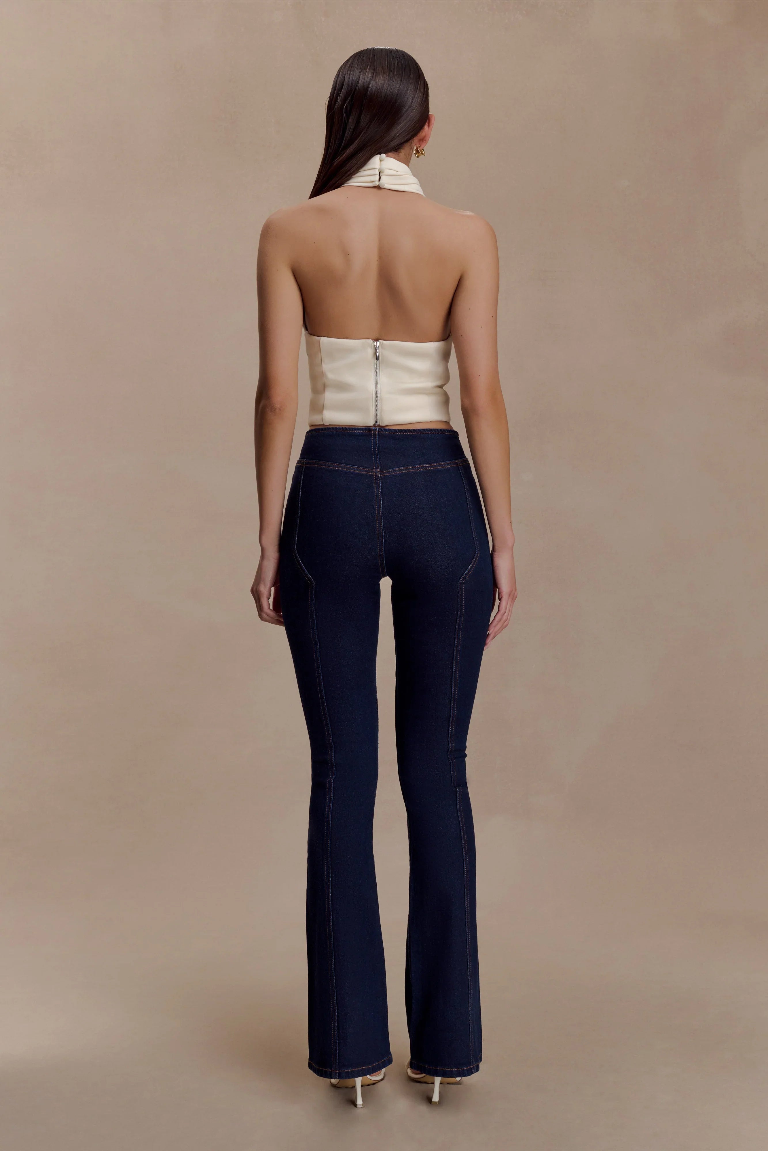 Clio Paneled Flare Jeans Indigo Blue
