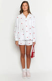 Margarita White Strawberry Embroidered Long Sleeve Shirt