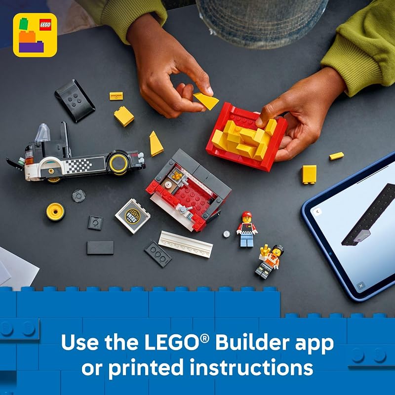 LEGO City Fries Food Truck Building Toy for Kids Pretend Play Truck Toy for Boys Girls Ages 5 Mobile Restaurant Playset W 2 Minifigures Detachable Kiosk Gift Idea for Birthdays 60488