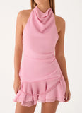 Kellsa Cowl Neck Mini Dress Pink