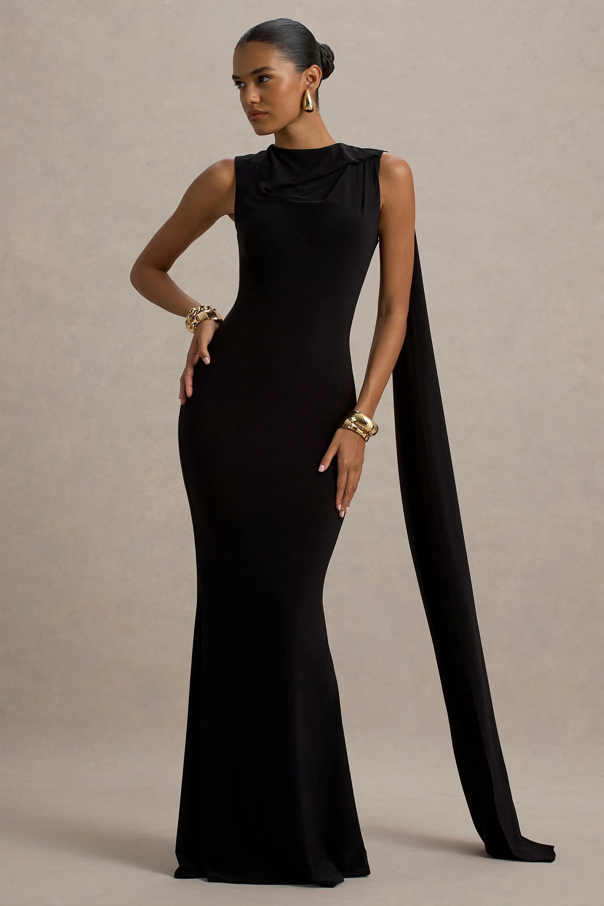 Mia Black Maxi Dress With Sash