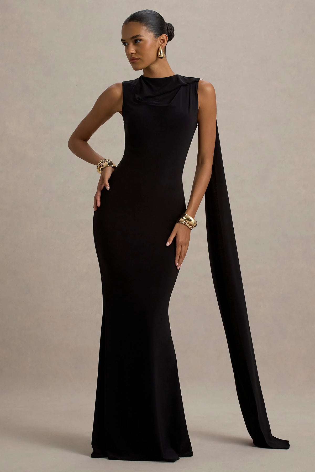 Mia Black Maxi Dress With Sash