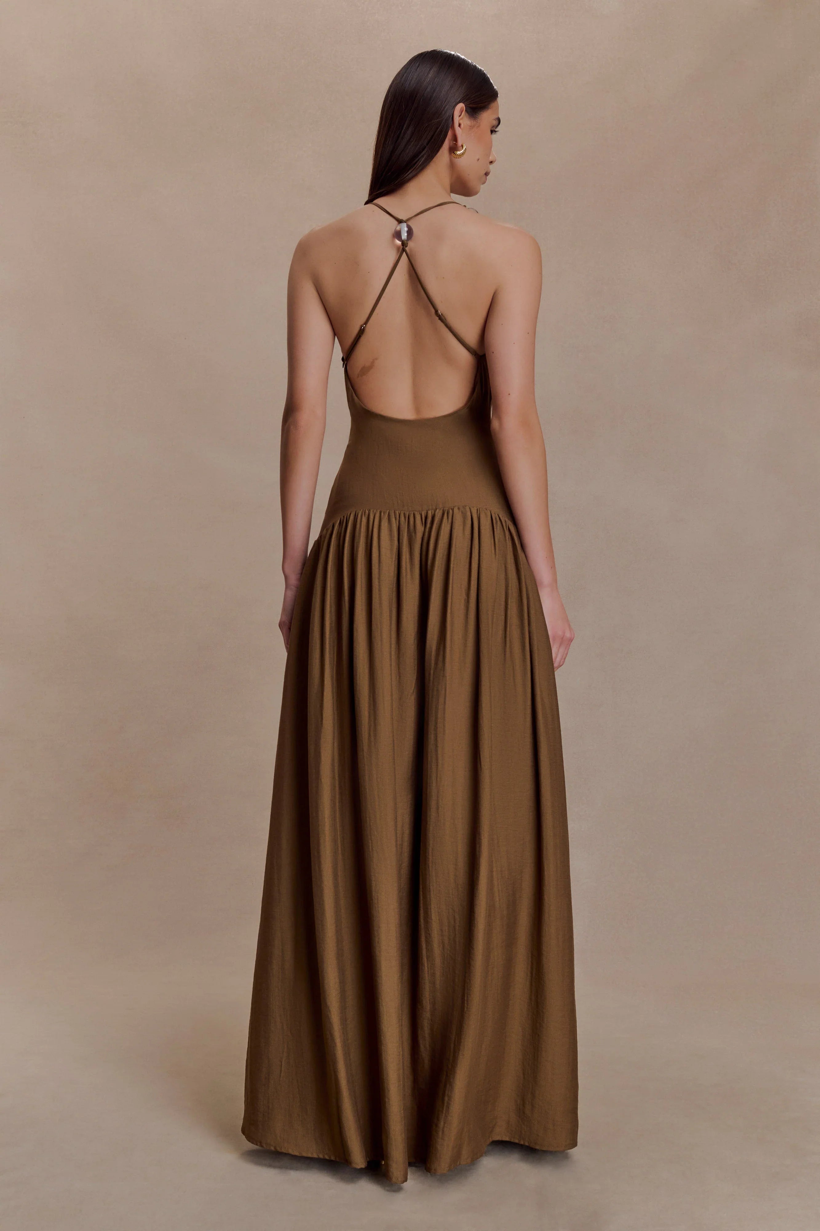 Darling Linen Maxi Dress Chocolate