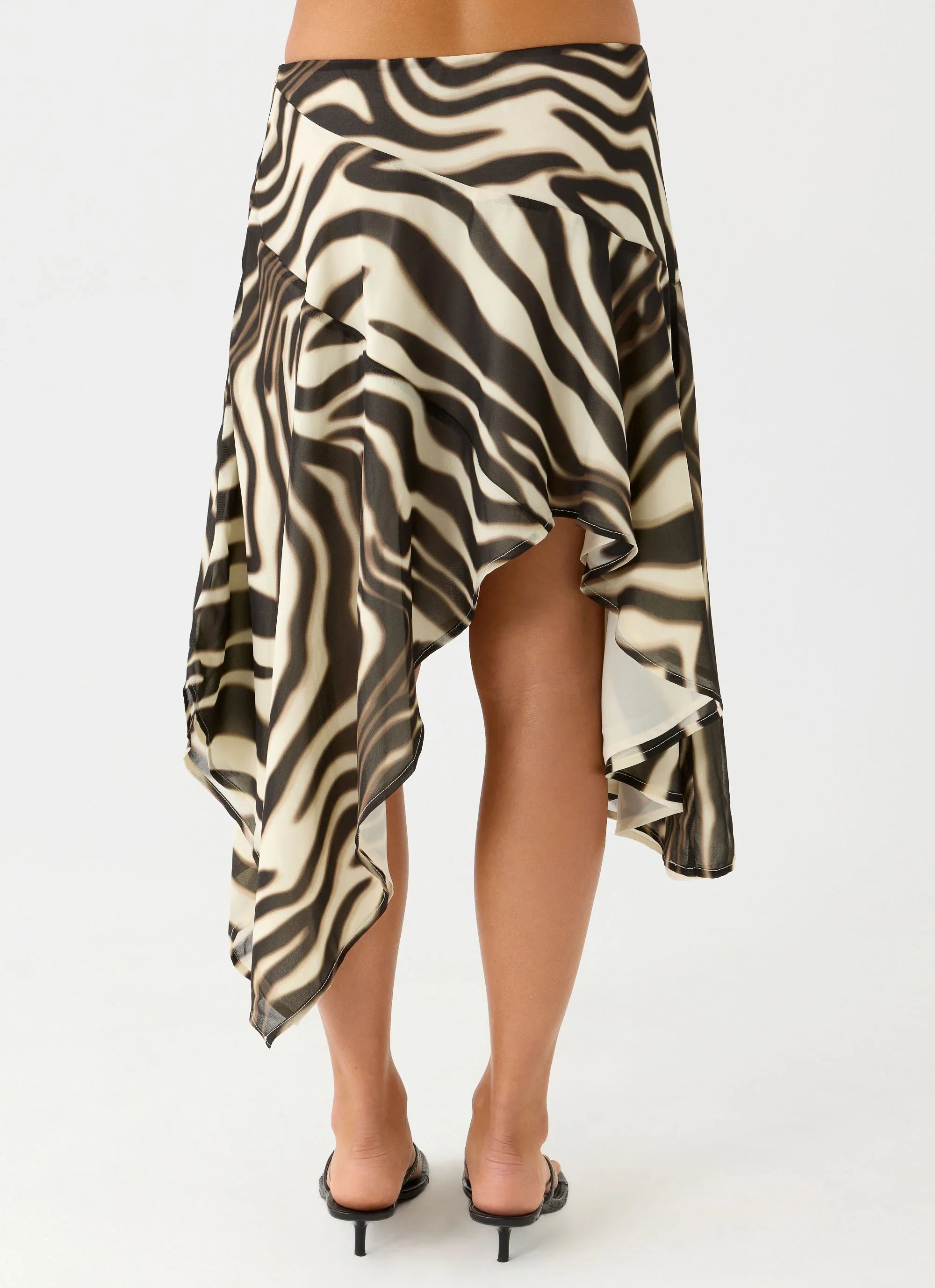 Kia Low Rise Asymmetrical Midi Skirt Zebra