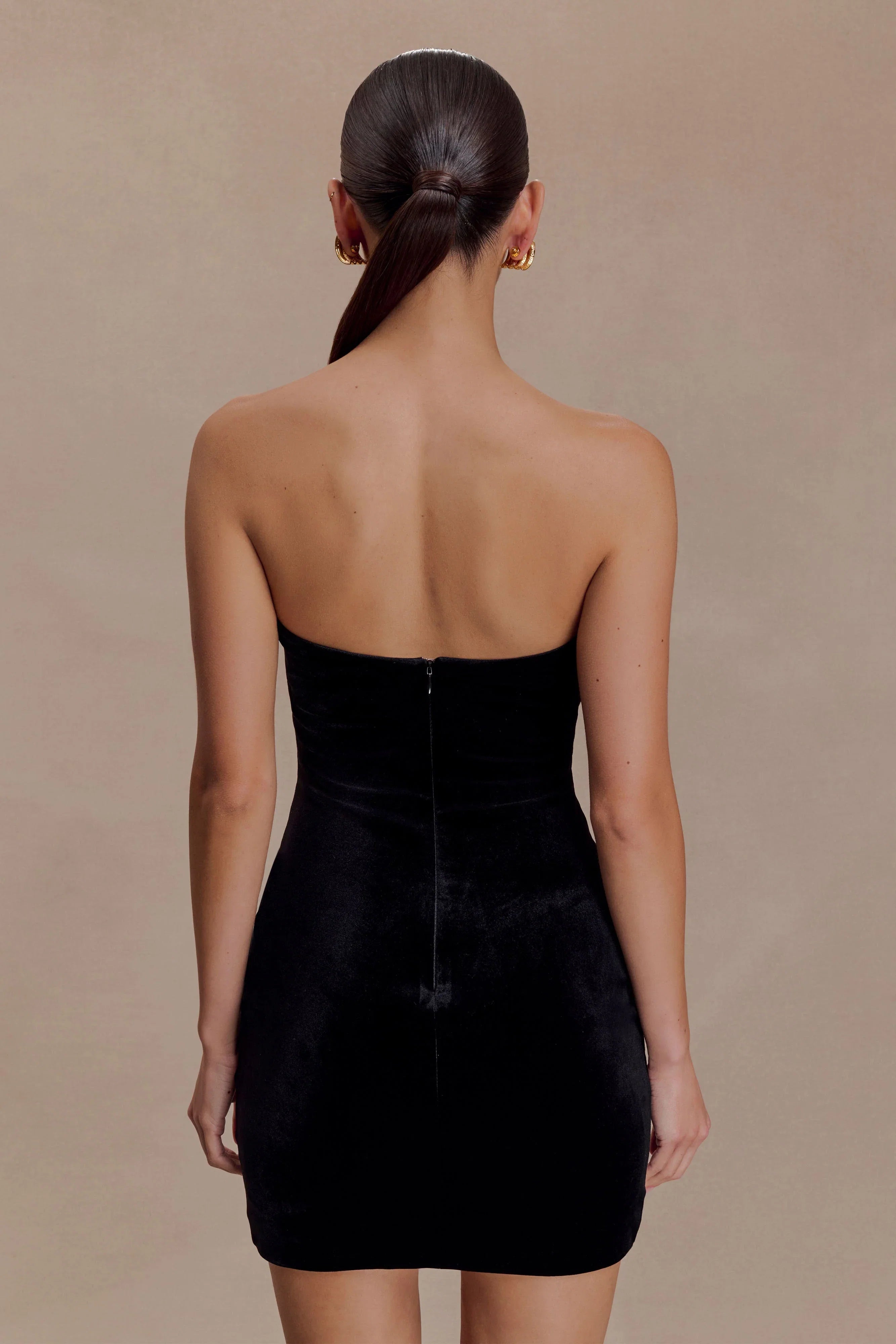 Paulina Velvet Strapless Mini Dress Black