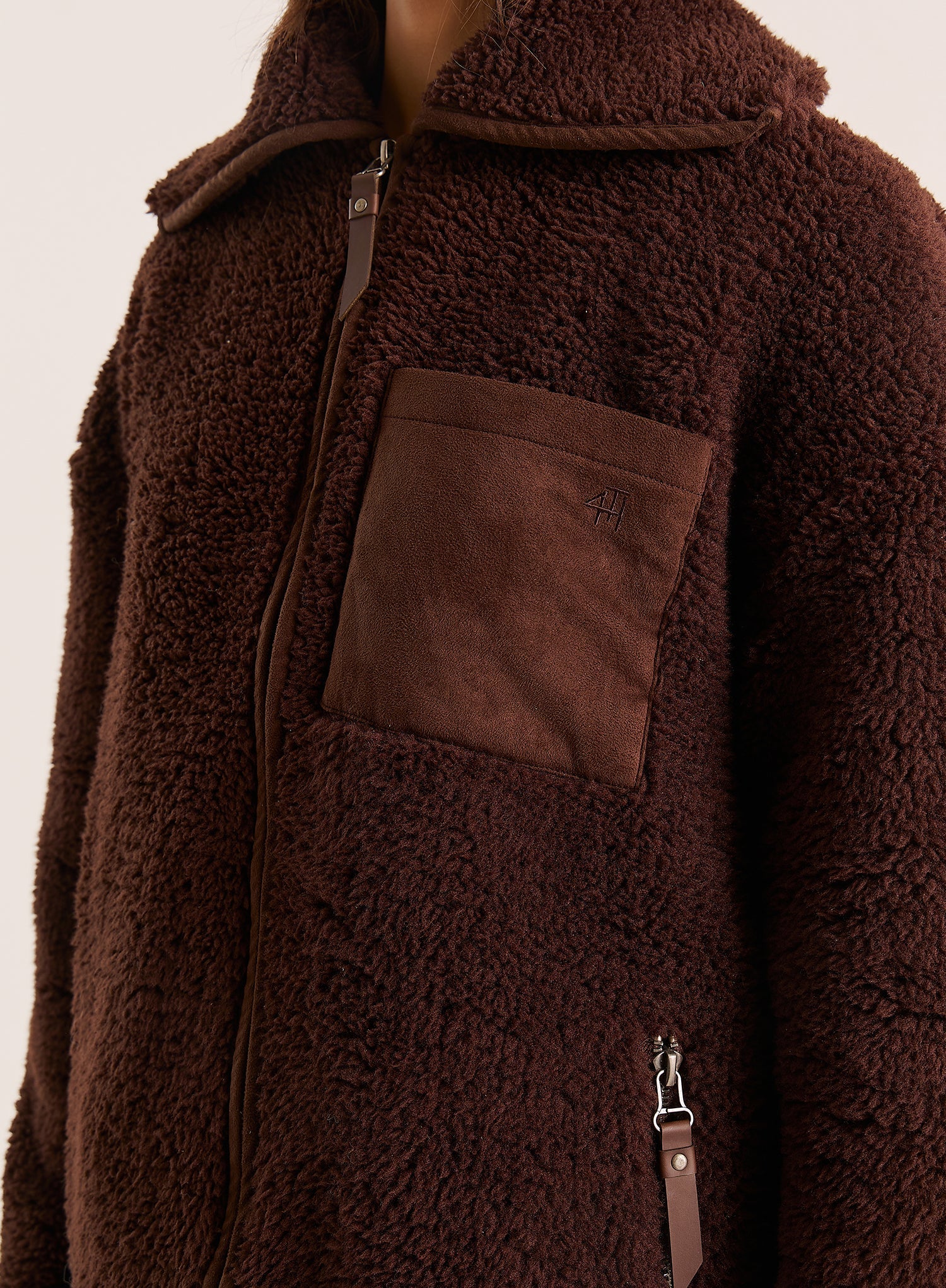 Chocolate Pocket Detail Zip Fleece Jacket