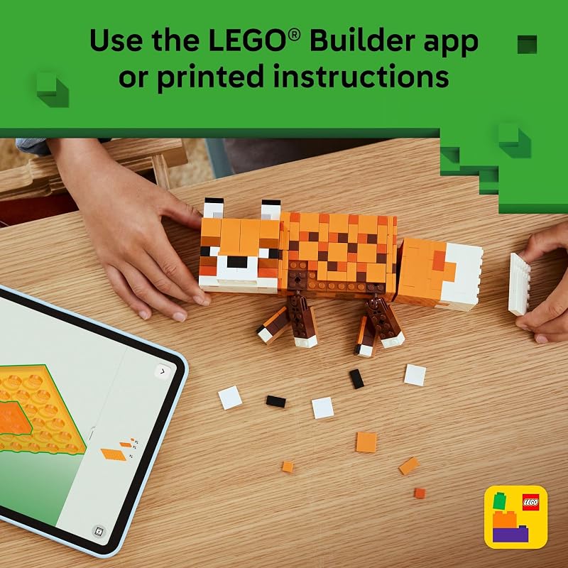 LEGO Minecraft The Fox Building Pretend Play Toy for Boys Girls Poseable Video Game Character for Kids Ages 10 Room Decor for Gaming Fans Gift Idea for Birthdays 21588