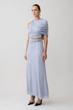 Adrienne Lurex Knot Maxi Skirt Pastel Blue